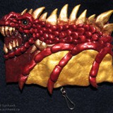 red dragon badgeholder - polymer clay & acrylic