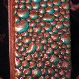 bronze green dragonscale book - polymer clay & acrylic