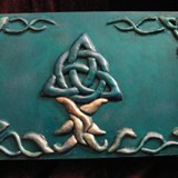 celtic tree box - polymer clay & acrylic