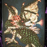 copper green dragon book - polymer clay & acrylic