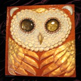 owl of flame book - polymer clay & acrylic