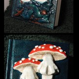redcap mushroom book - polymer clay & acrylic