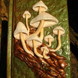mushroom log book - polymer clay & acrylic