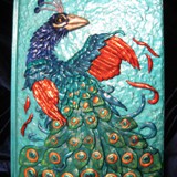 peacock book  - polymer clay & acrylic