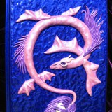 purple dragon book - polymer clay & acrylic