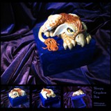 sleepy gryphon box - polymer clay & acrylic